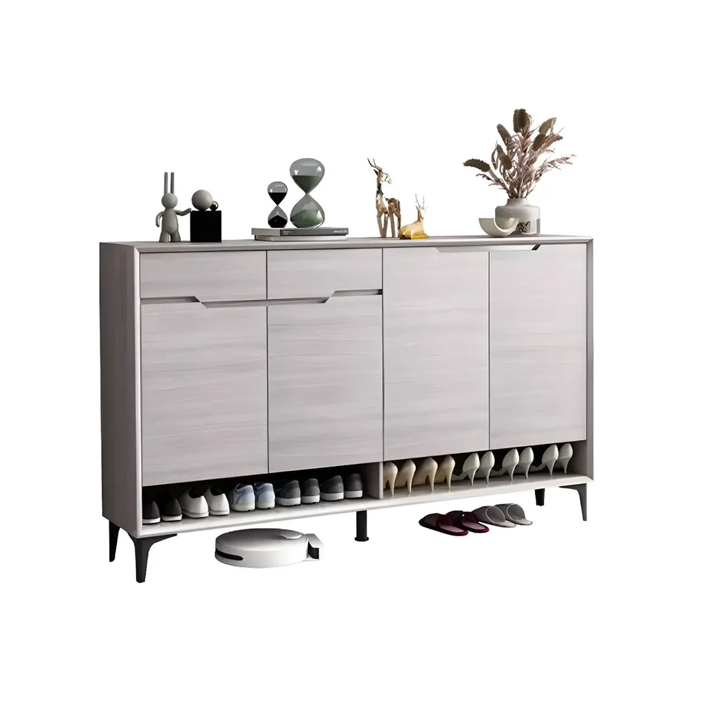 Contemporary Grey Wood Shoe Storage with Bottom Shelf
