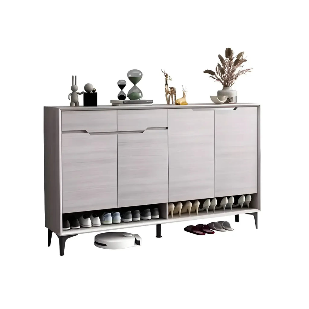 Contemporary Grey Wood Shoe Storage with Bottom Shelf