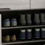 Contemporary Grey Wood Shoe Storage with Bottom Shelf