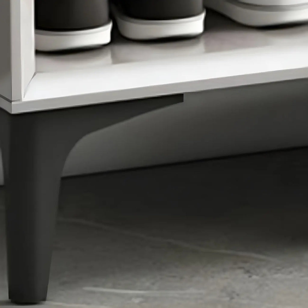 Contemporary Grey Wood Shoe Storage with Bottom Shelf