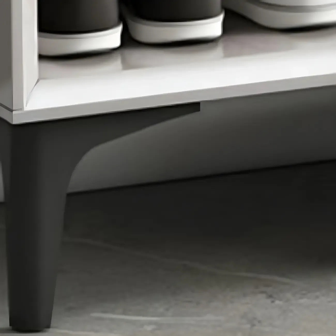 Contemporary Grey Wood Shoe Storage with Bottom Shelf