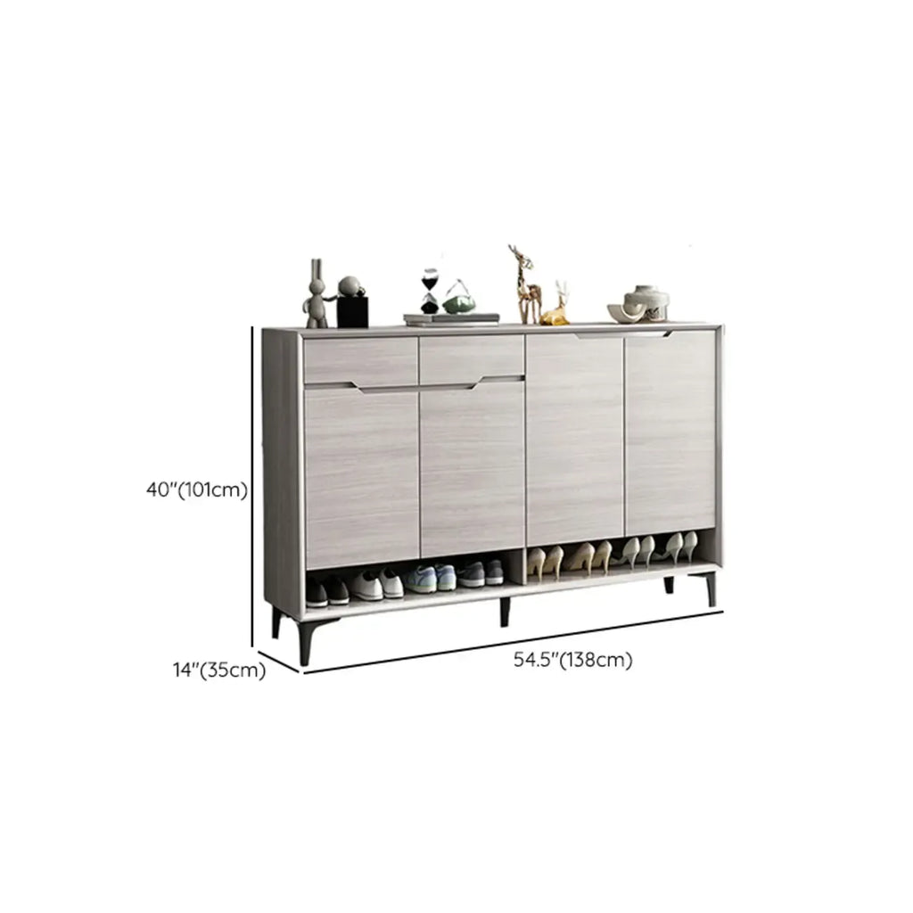 Contemporary Grey Wood Shoe Storage with Bottom Shelf