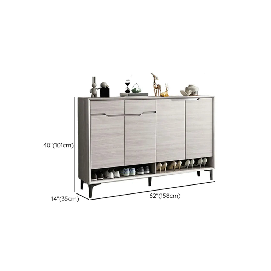 Contemporary Grey Wood Shoe Storage with Bottom Shelf