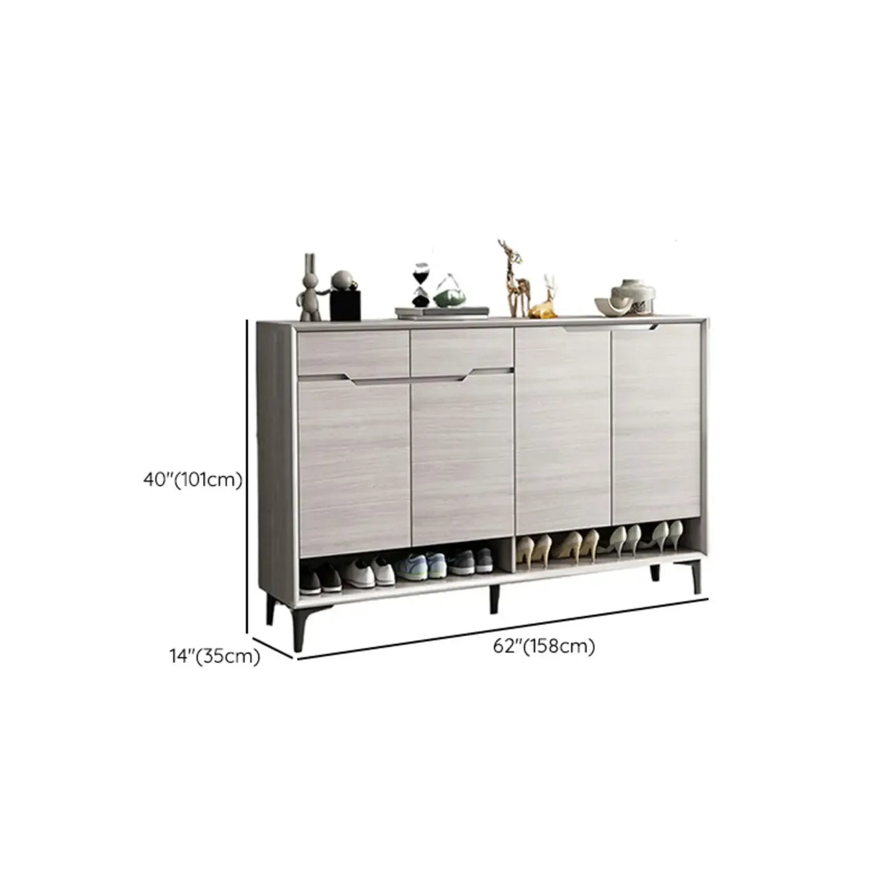 Contemporary Grey Wood Shoe Storage with Bottom Shelf