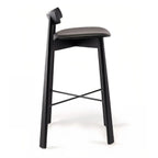 Modern Black Ash Upholstered Saddle Bar Stools