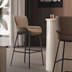 Simple Beige Leather Counter Bar Stools with Back