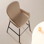 Simple Beige Leather Counter Bar Stools with Back