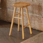 Natural Finish Backless Wooden Bar Stools
