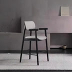 Square Four Legs Black Wood Leather Bar Stools