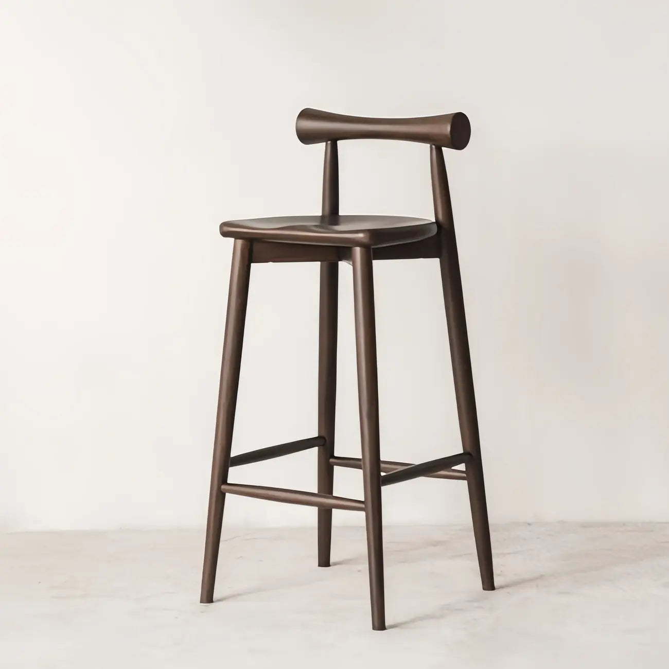 Minimalist Black Wooden Bar Stools with Backs