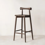 Minimalist Black Wooden Bar Stools with Backs