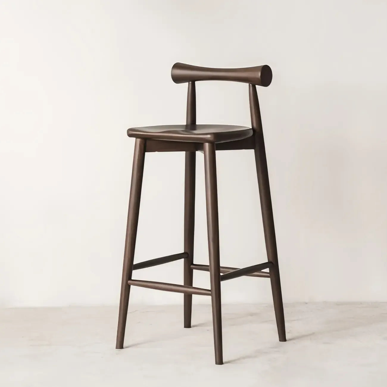 Minimalist Black Wooden Bar Stools with Backs