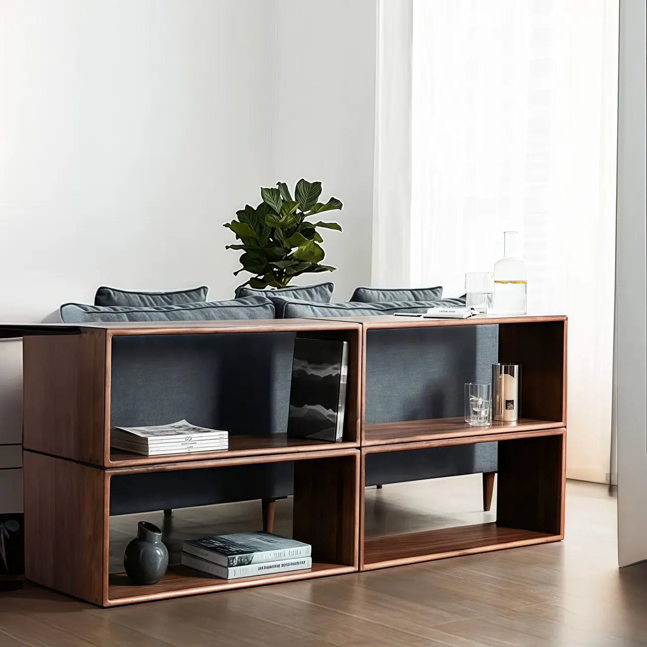 Brown Wooden Open Back Cube Bookshelf Storage Organizer