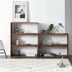 Brown Wooden Open Back Cube Bookshelf Storage Organizer