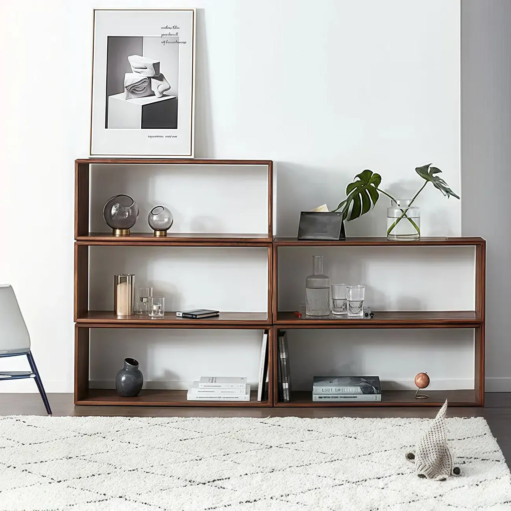 Brown Wooden Open Back Cube Bookshelf Storage Organizer