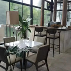 Square Four Legs Black Wood Leather Bar Stools