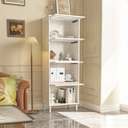 3-5 Shelves White Glass Display Cabinet with Flip Cover