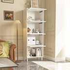 3-5 Shelves White Glass Display Cabinet with Flip Cover