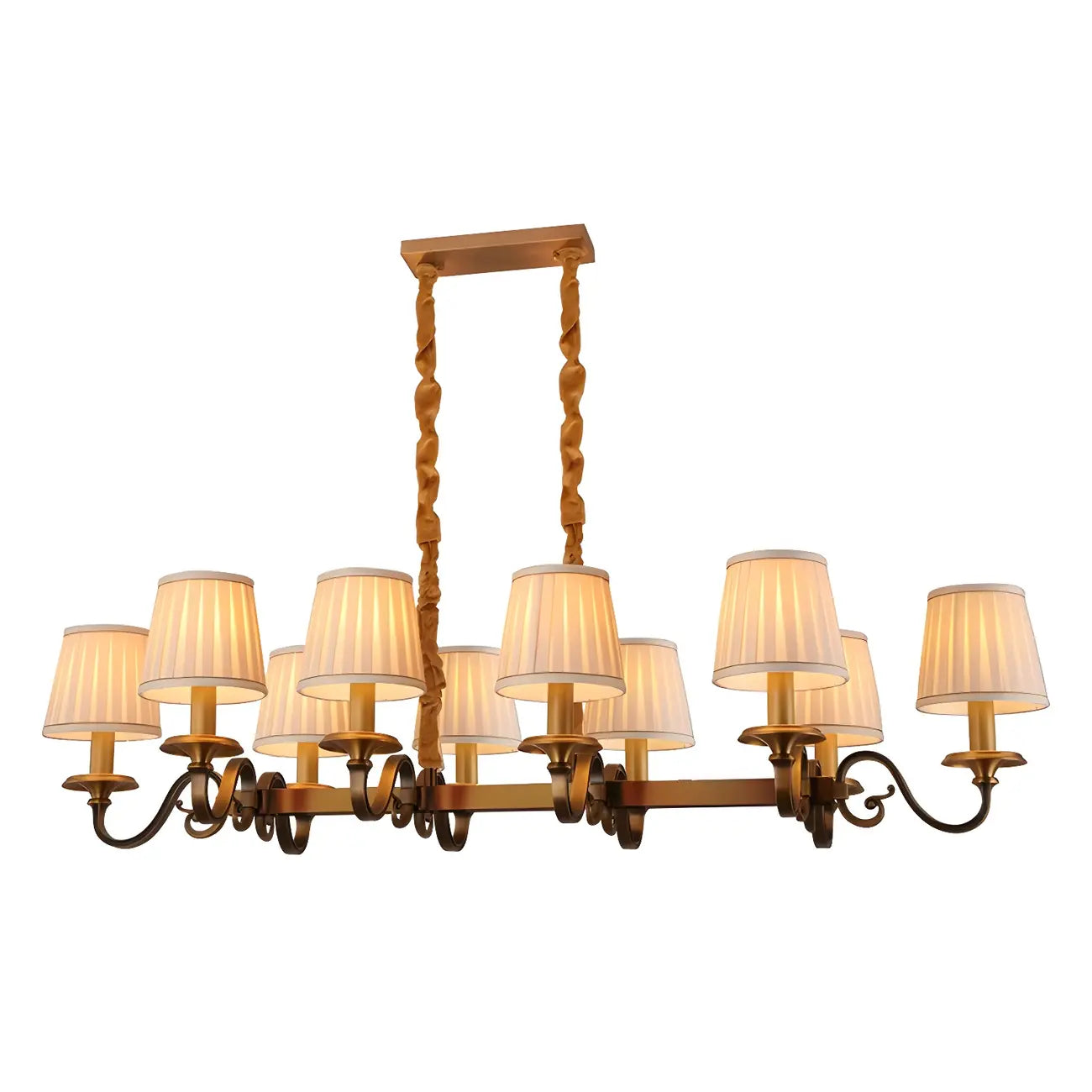 Adjustable Modern Gold Fabric Shade Island Pendant Light