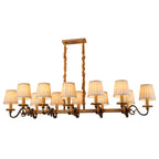 Adjustable Modern Gold Fabric Shade Island Pendant Light