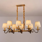 Adjustable Modern Gold Fabric Shade Island Pendant Light