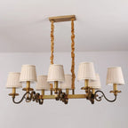 Adjustable Modern Gold Fabric Shade Island Pendant Light