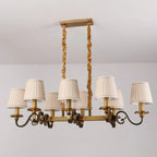Adjustable Modern Gold Fabric Shade Island Pendant Light