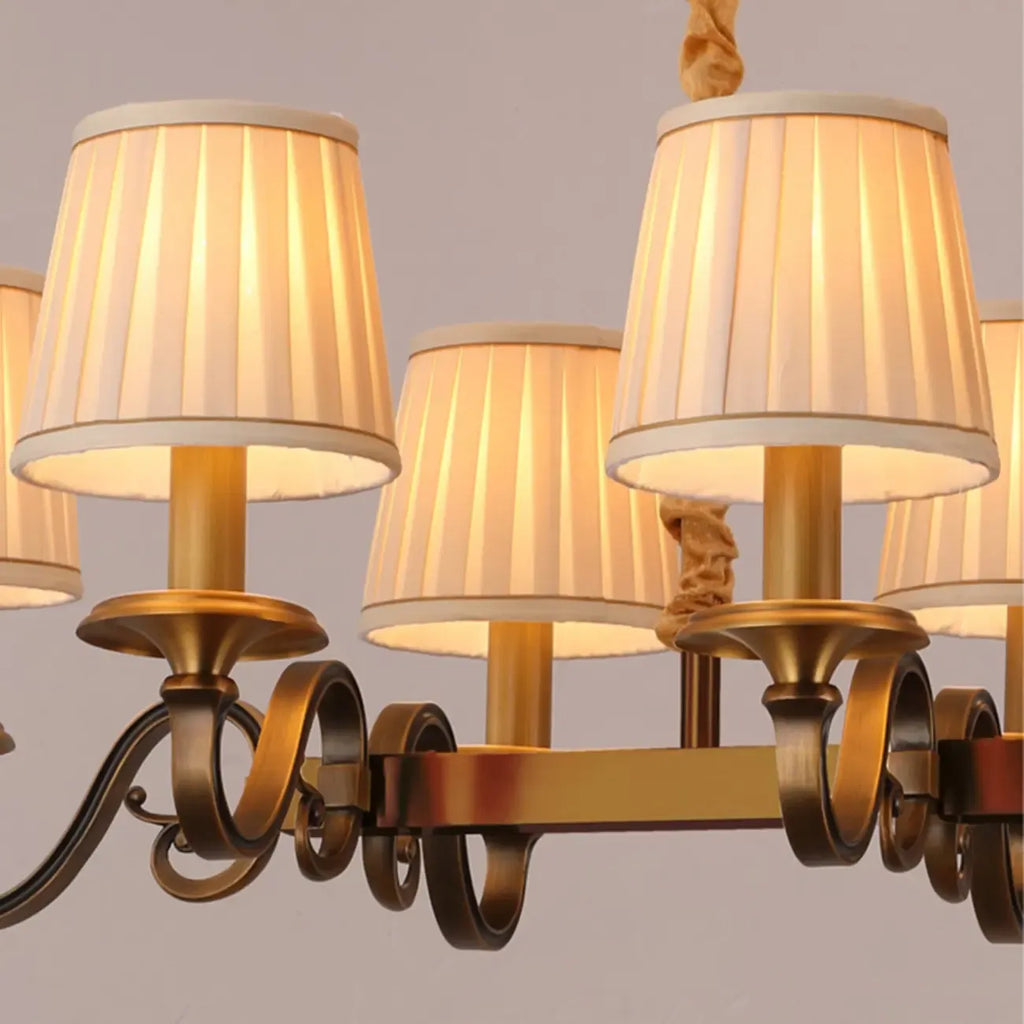 Adjustable Modern Gold Fabric Shade Island Pendant Light