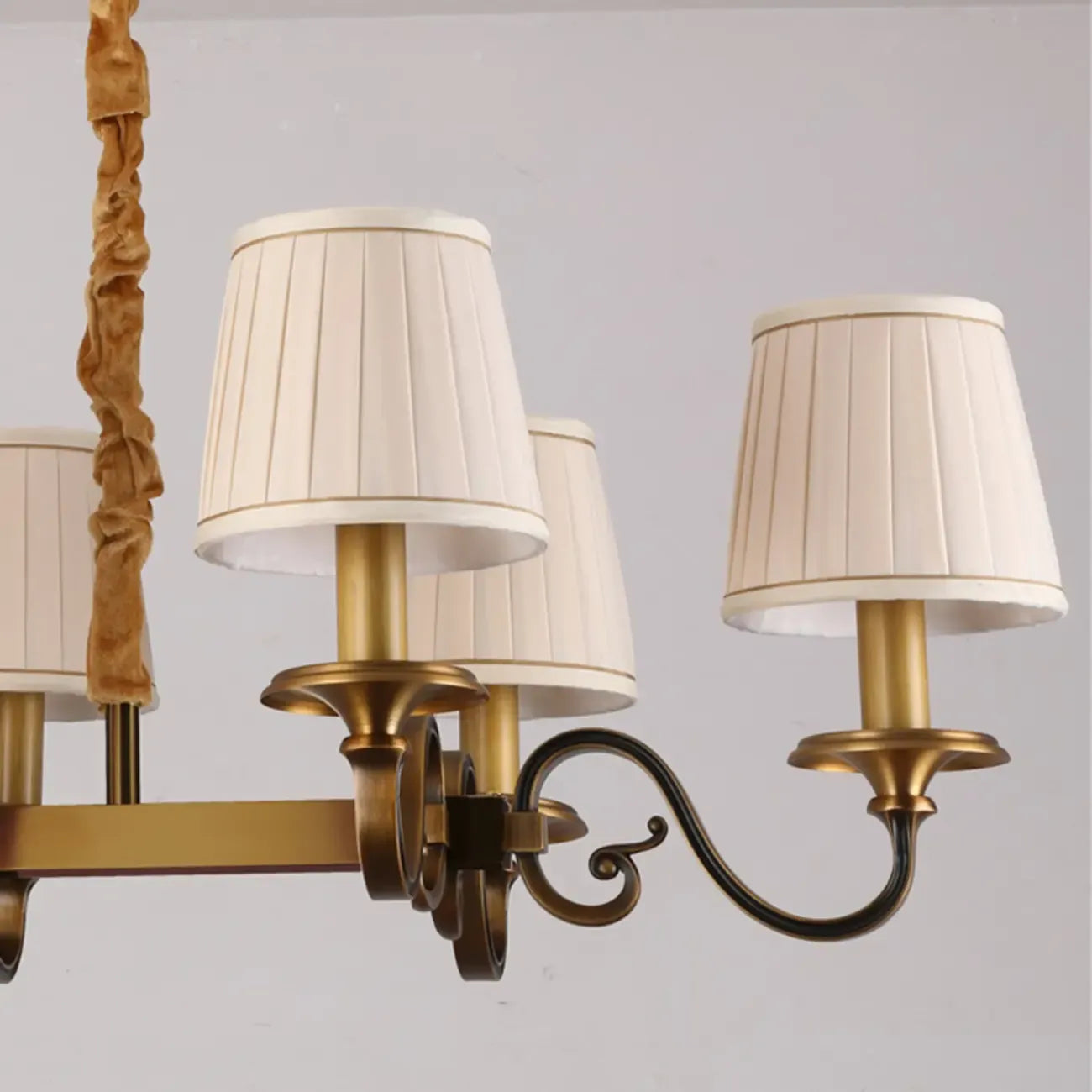 Adjustable Modern Gold Fabric Shade Island Pendant Light