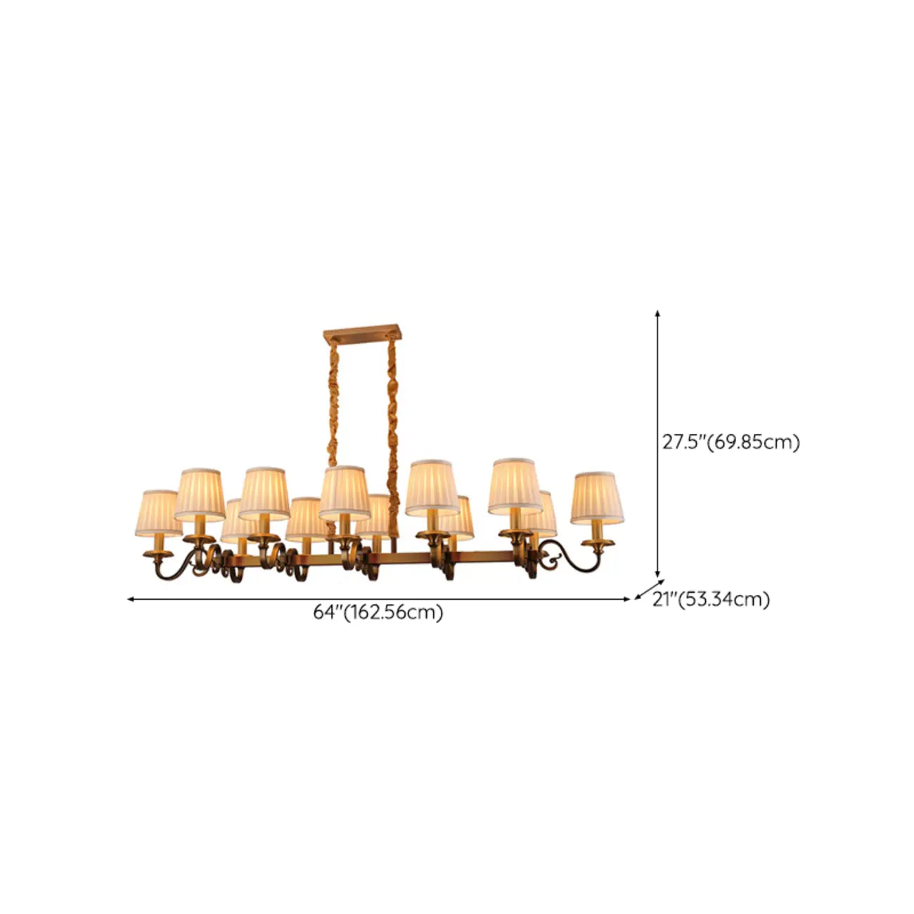 Adjustable Modern Gold Fabric Shade Island Pendant Light