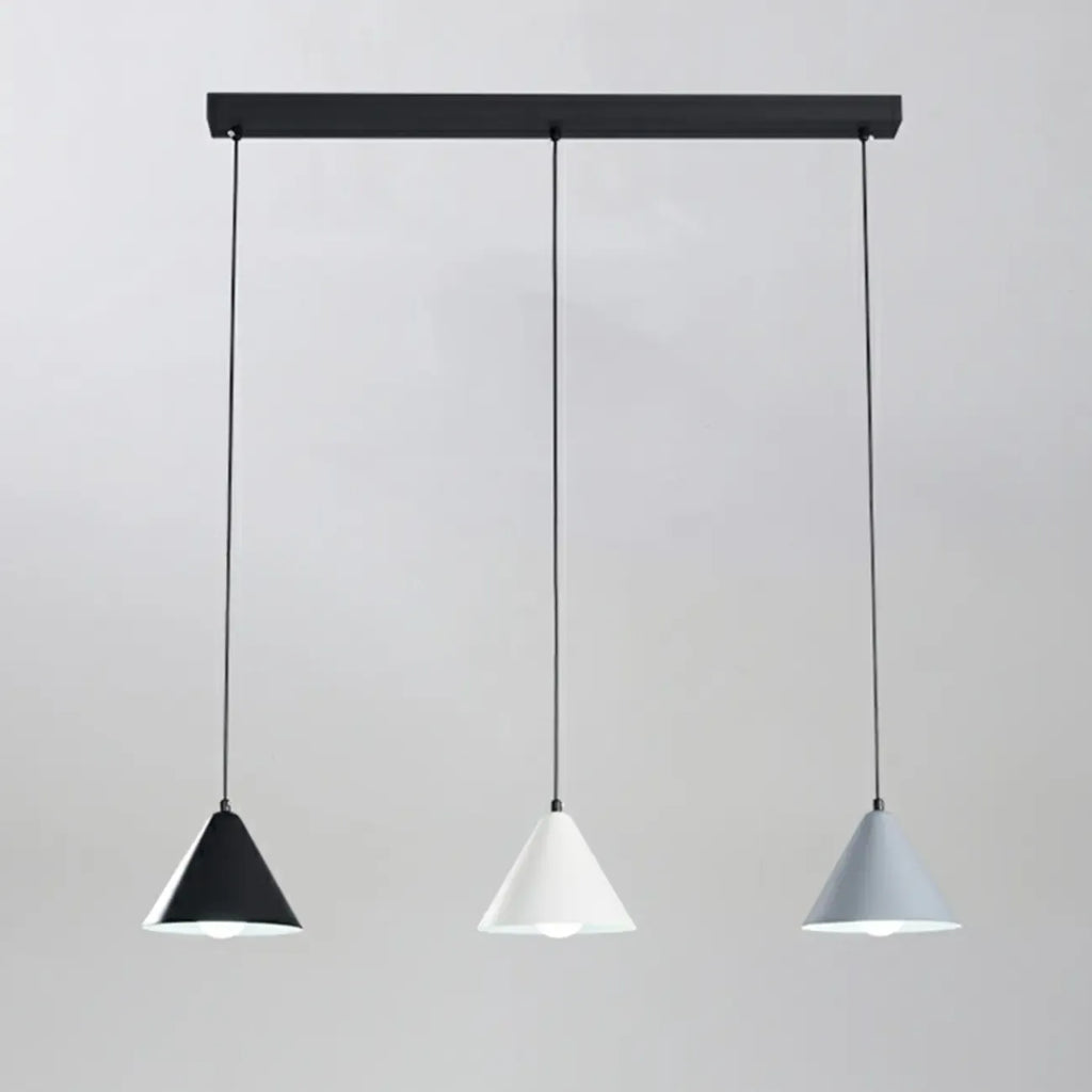 3-Light Modern Multi-Color Cone Island Pendant Light for Kitchen