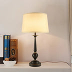 Traditional Fabric Shade Black Metal Standard Table Lamp