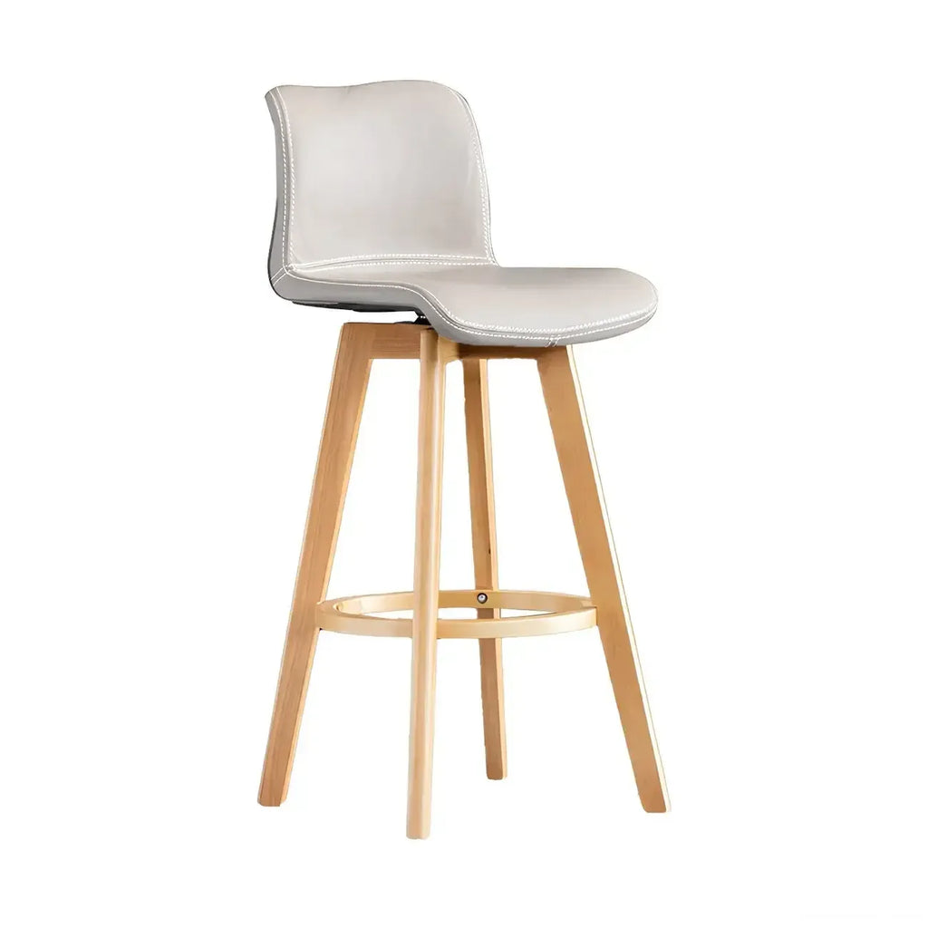 Mid-Century Distressed Leather Swivel Bar Stool with Back