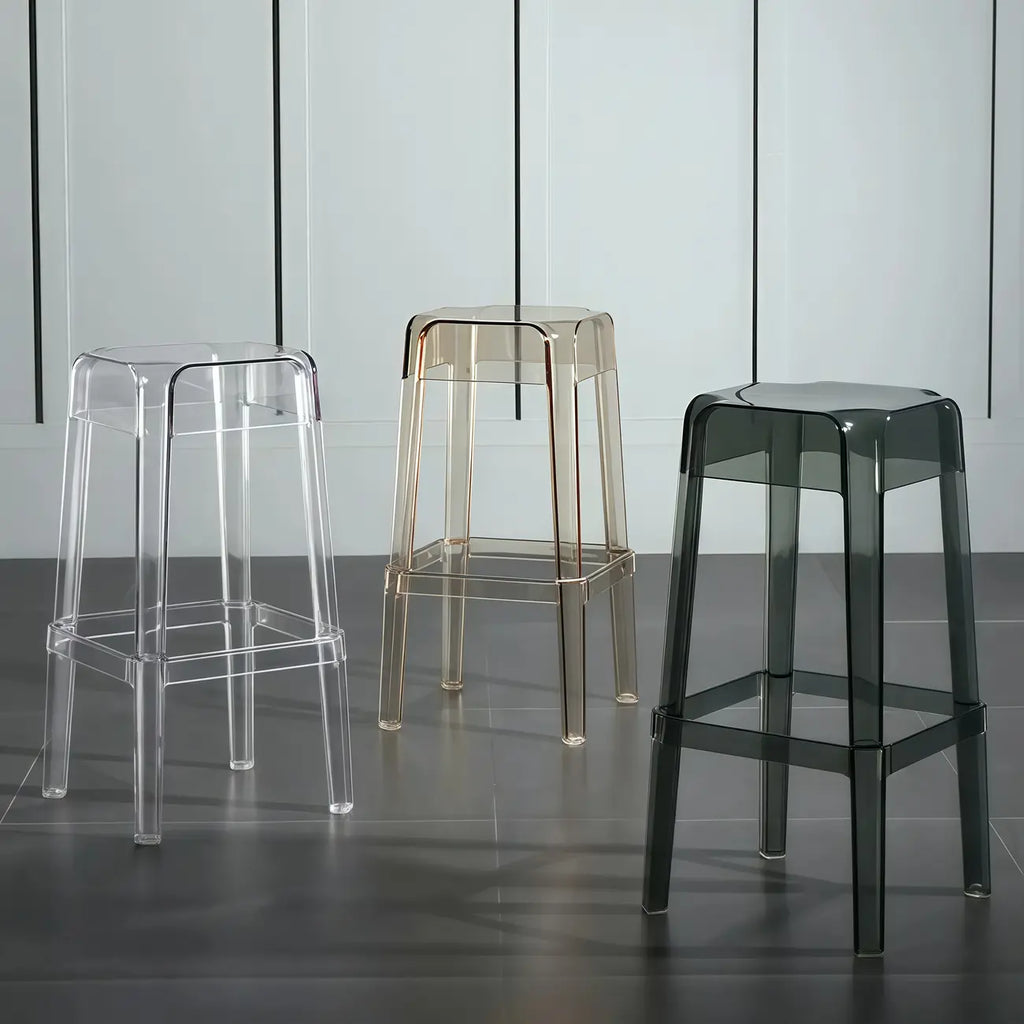 Modern Acrylic Four Legs Square Counter Bar Stool