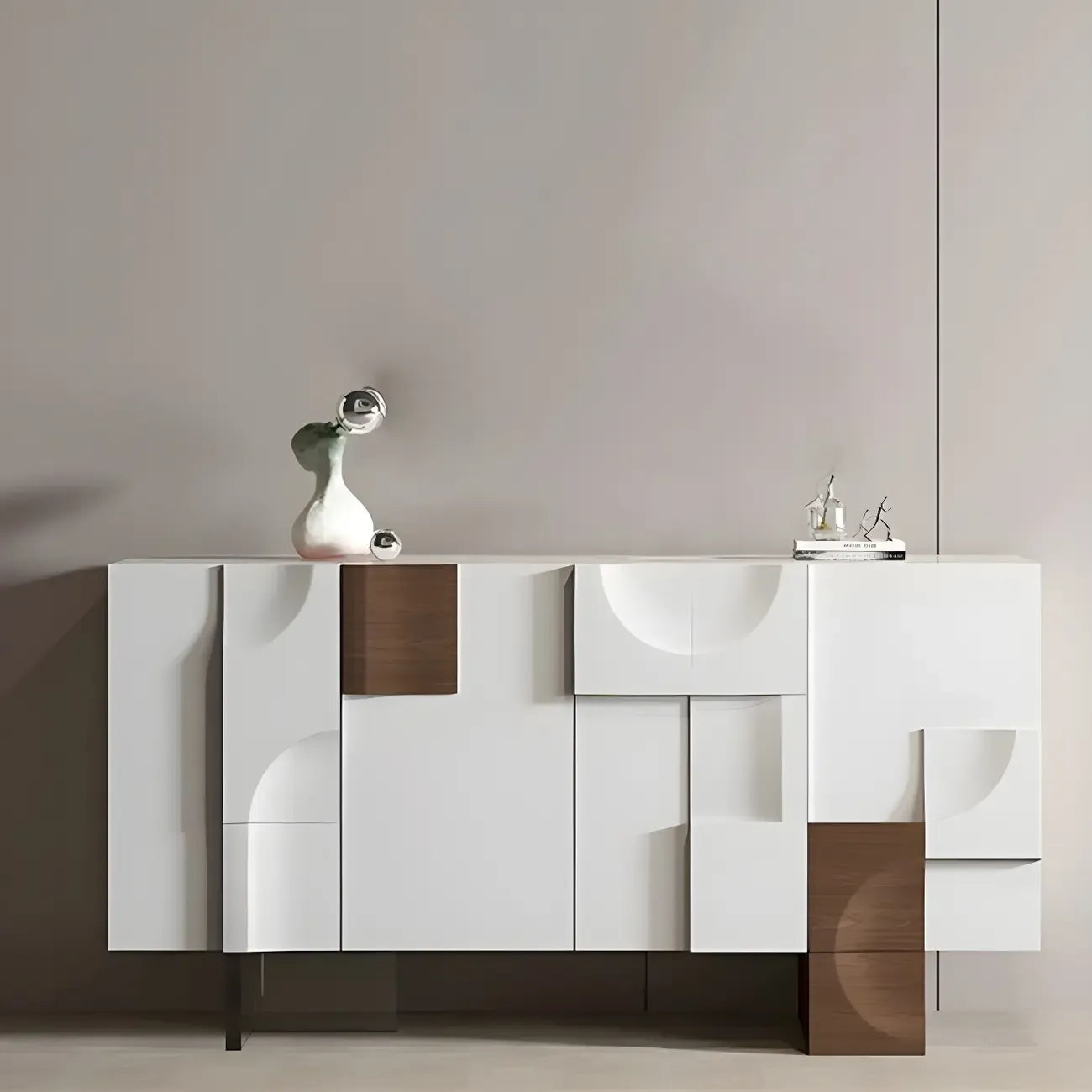 Artistic Cream Solid Wood Shoe Storage Cabinet
