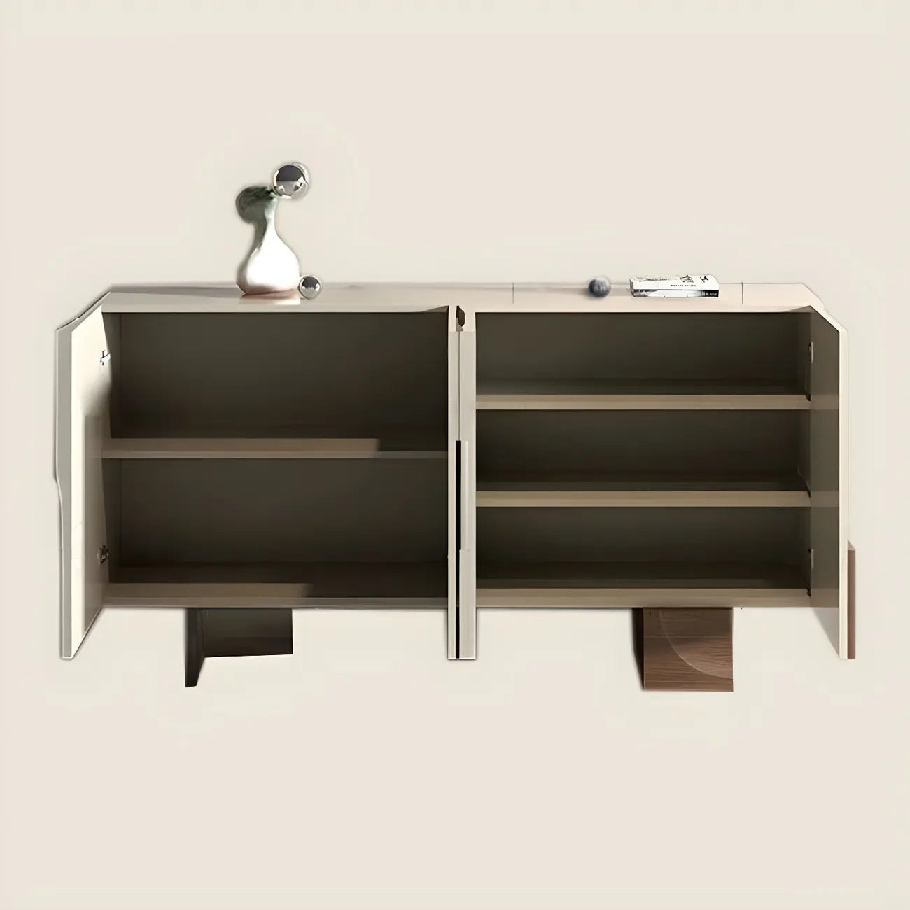 Artistic Cream Solid Wood Shoe Storage Cabinet