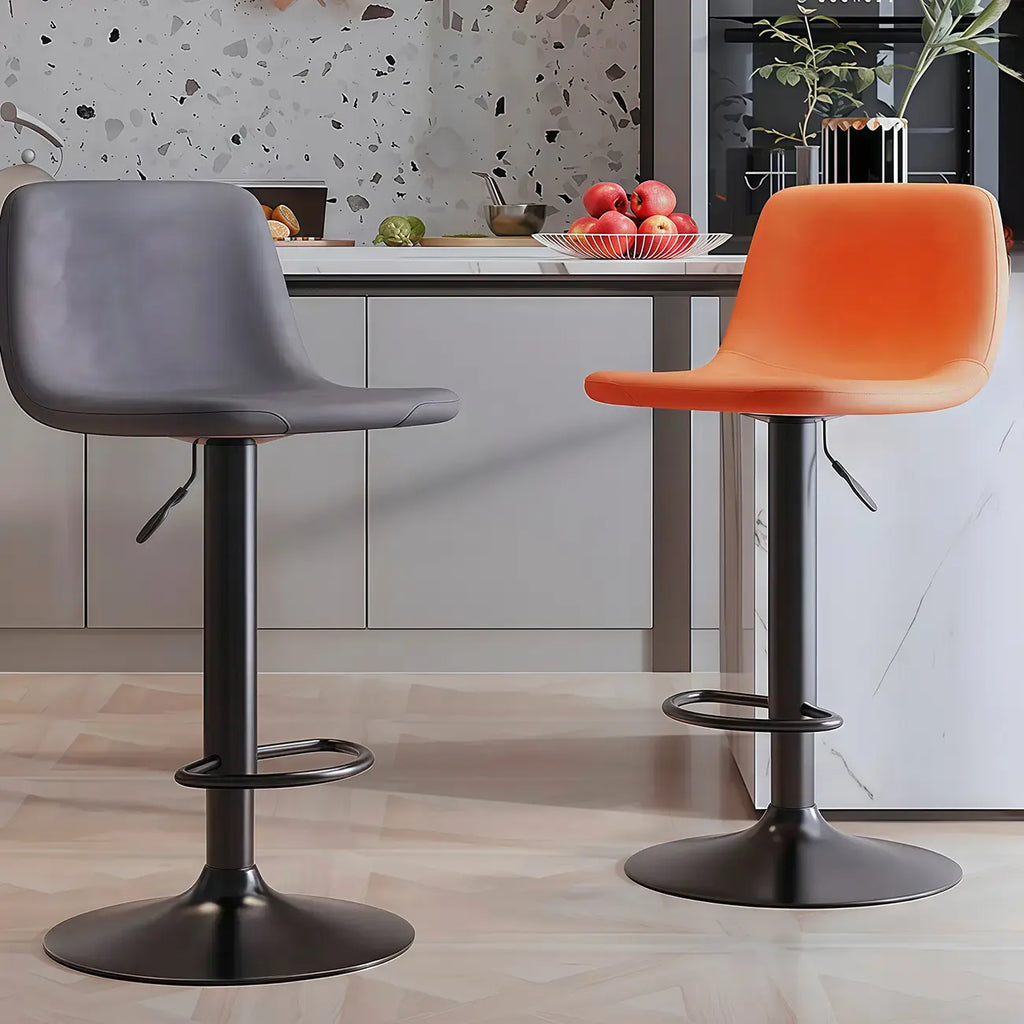 Adjustable Leather Bucket Swivel Bar Stools