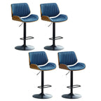 Elegant Wood Leather Red Swivel Adjustable Bar Stool