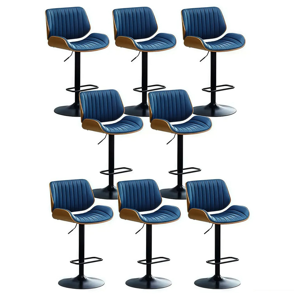 Elegant Wood Leather Red Swivel Adjustable Bar Stool