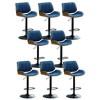Elegant Wood Leather Red Swivel Adjustable Bar Stool