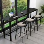 Modern Grey Stone Top Bar Height Table with Trestle Base