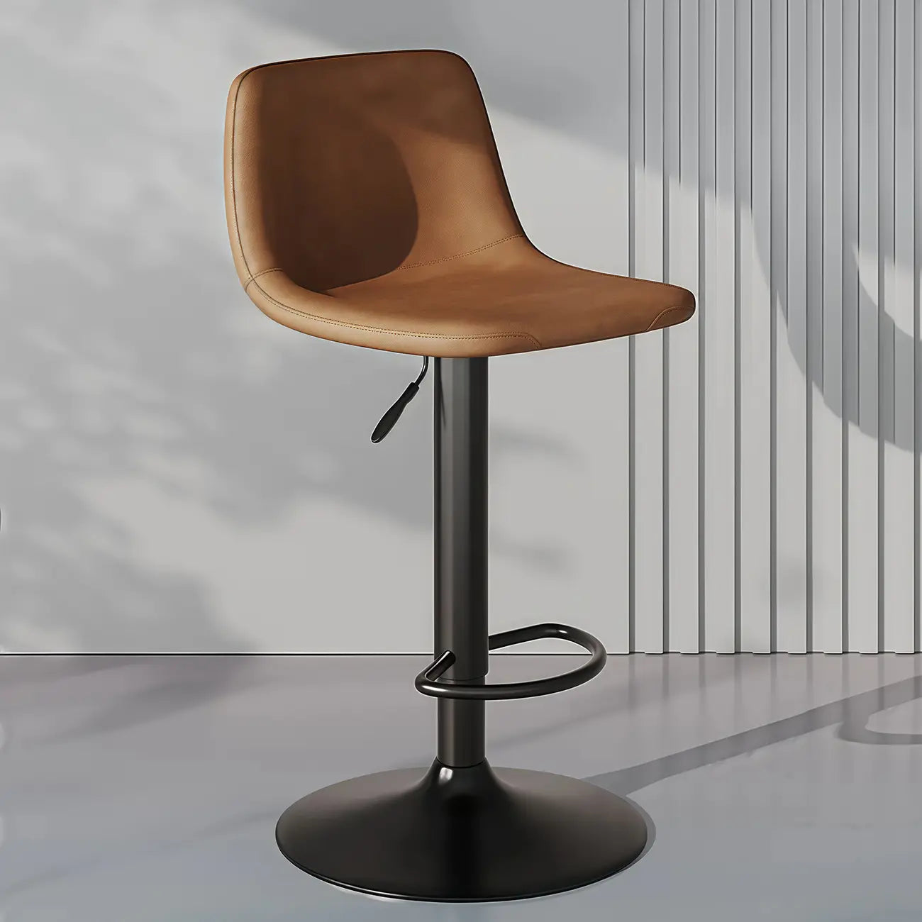 Adjustable Leather Bucket Swivel Bar Stools