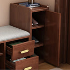 Adjustable 2-Drawer Wooden Entryway Shoe Storage Bench