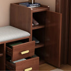 Adjustable 2-Drawer Wooden Entryway Shoe Storage Bench