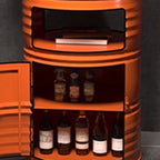 Industrial Black Orange Metal Drum Storage Bar Tables