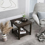 Minimalist Black Wood End Table with Storage for Living Room