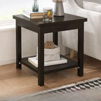 Minimalist Black Wood End Table with Storage for Living Room