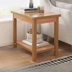 Minimalist Black Wood End Table with Storage for Living Room