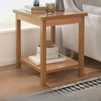 Minimalist Black Wood End Table with Storage for Living Room