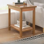 Minimalist Black Wood End Table with Storage for Living Room
